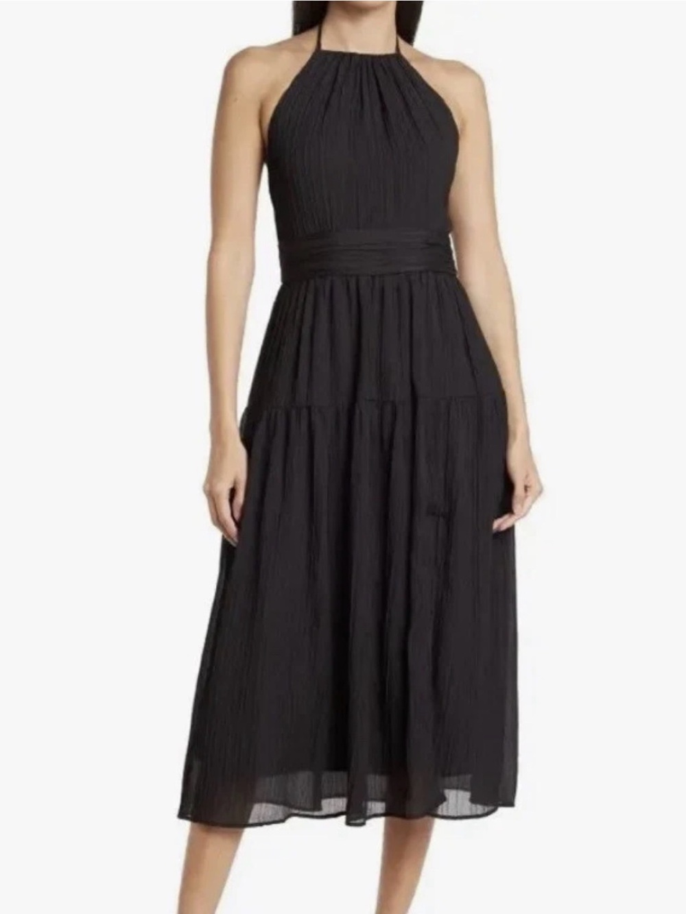 ASTR the Label Halter Pleated Midi Dress In Black Women’s Size M $129